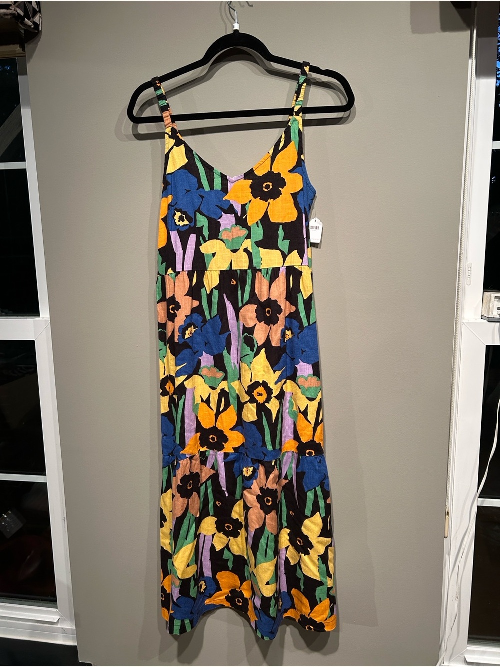 Roxy Black Floral Dress with Yellow and Green Accents